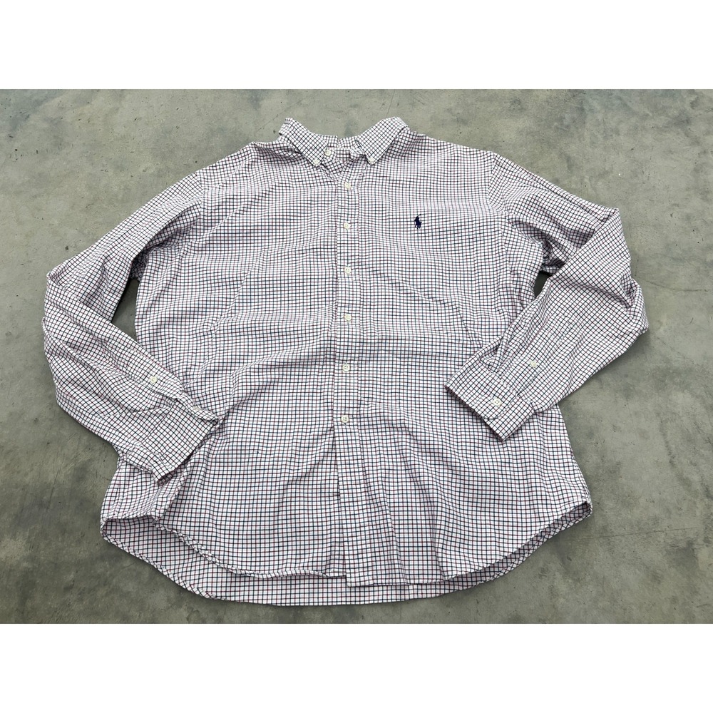 Ralph Lauren Shirt Mens XL White Multi Check 100% Cotton Classic Fit Long Sleeve